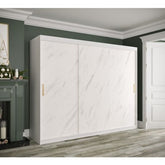 Trueliving 5 Door Sliding White wardrobes Laminated Finish & PU Finish 8Ft *2 Ft *9Ft -2438.4MM X 609MM X 2743.2MM)